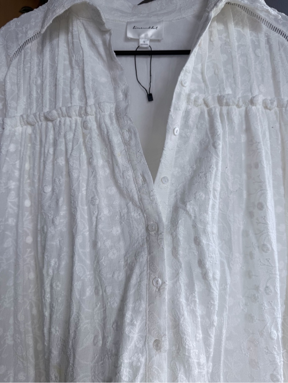 Line & Dot White Textured Ruffle Mini Dress - Picture 11 of 12
